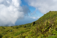 Début du sentier - sur la gauche une des nombreuses installations d'instruments qui mesurent en permanence l'activité du volcan